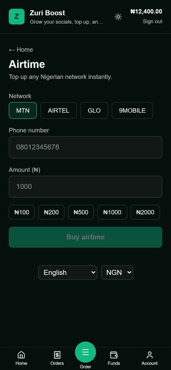Buying airtime